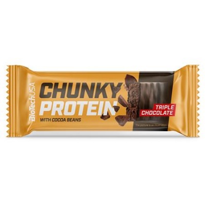 Fehérjeszelet, gluténmentes, 50g, BIOTECH USA "Chunky Protein Bar", Triple Chocolate